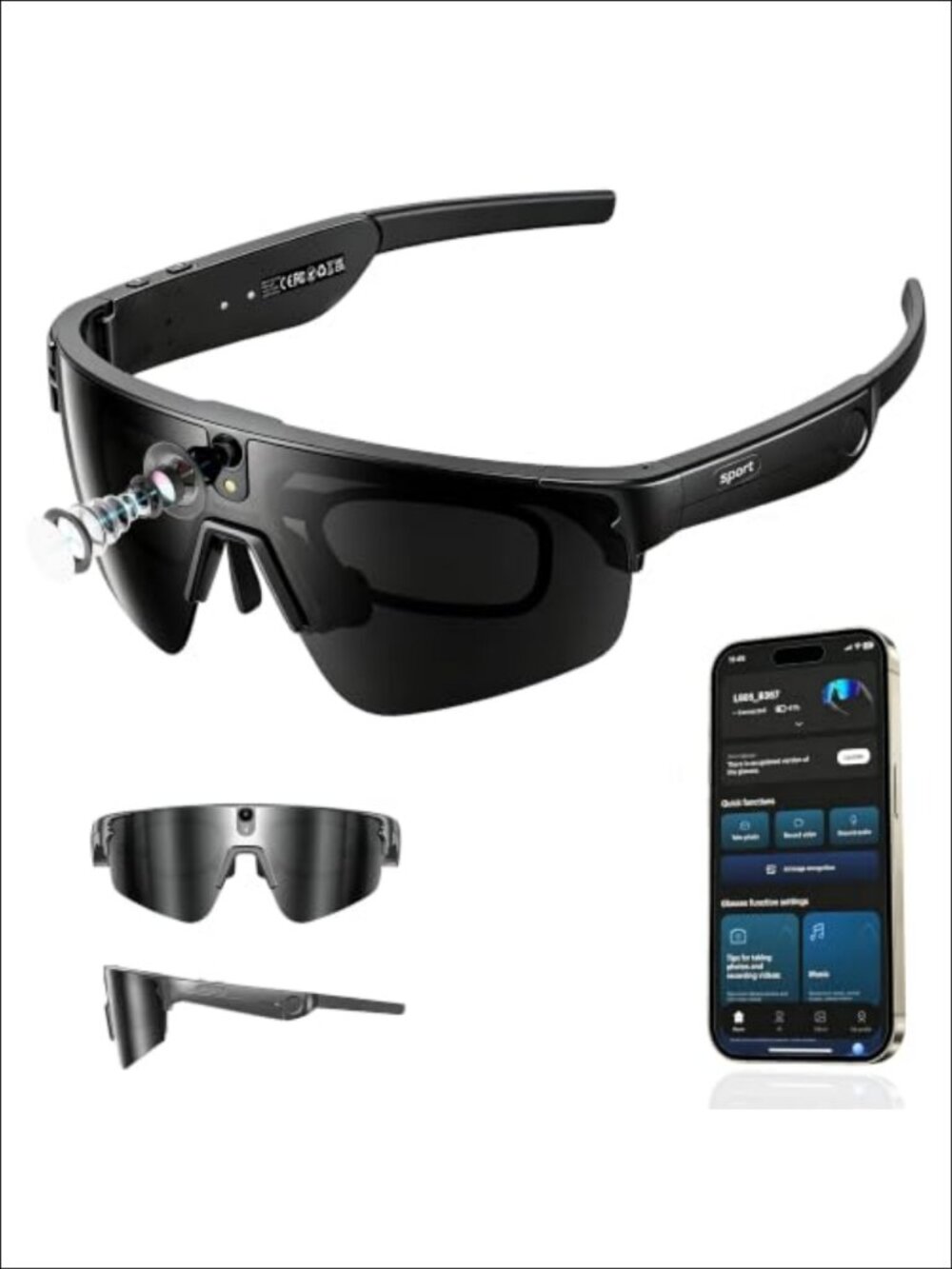 4K Smart Camera Glasses Bluetooth AI Translation Voice Assistant IP66